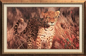 Картина на шелке "Леопард"