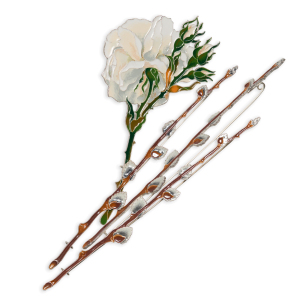 Брошь серебряная "Белые розы Зимнего дворца" коллекции «Гербарий Татьяны Поляковой»