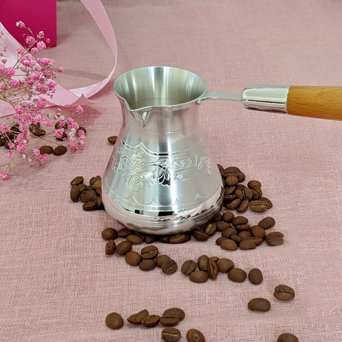 Турка для кофе серебряная "Цветок"