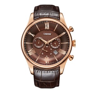 Lincor Uni Quartz Wrist Watch with Brown Strap
