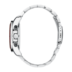 Lincor Uni Quartz Wristwatch in Red and Black with Silver Strap