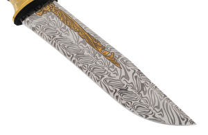 Нож из дамасской стали на подставке "Олень" Златоуст