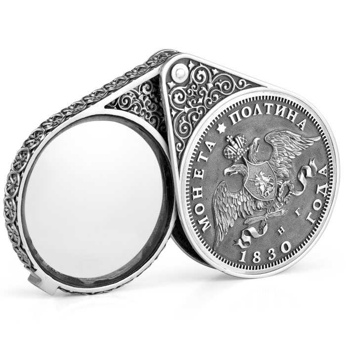 Увеличительное стекло из серебра "Монета"