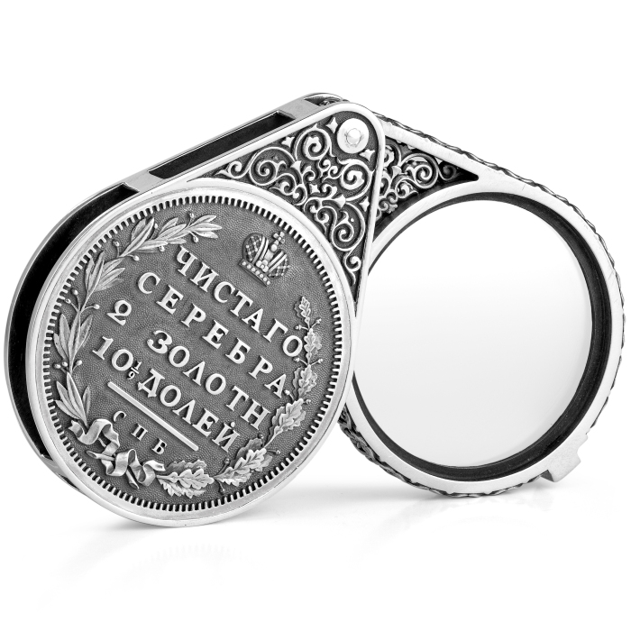 Увеличительное стекло из серебра "Монета"