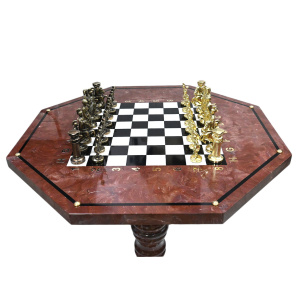 Шахматный стол из лемезита, долерита и мрамора "Римляне"
