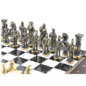 Шахматы-ларец из мрамора, долерита и дерева "Римско-греческая мифология"