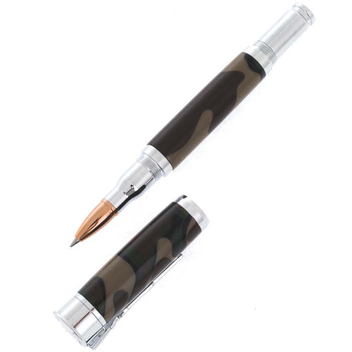 Ручка-роллер из капа тонированной березы "Ружье. Камуфляж"