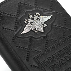 Обложка для документов "Полиция" с серебряной накладкой