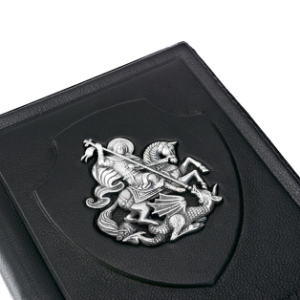 Обложка для паспорта "Георгий Победоносец" с серебряной накладкой