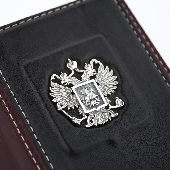 Обложка для загранпаспорта "Федерация" с серебряной накладкой