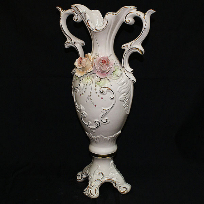 Керамическая ваза "Розы" с позолотой