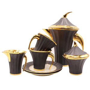 Чайный сервиз "Древний Египет" на 6 персон, 15 предметов, черный с золотом