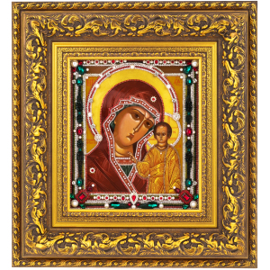 Икона масляная "Казанская Богородица" с сусальным золочением