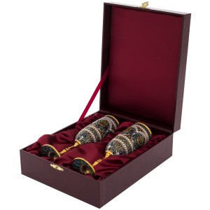 Набор бокалов для шампанского "Букет" с голубыми витражными эмалями, на 2 персоны