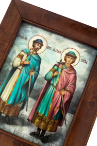 Икона на перламутре "Святой Борис и Глеб"
