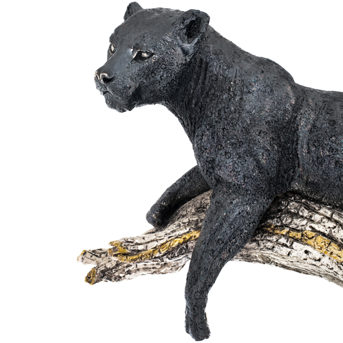 Статуэтка "Леопард на ветке" с серебрением и золочением