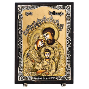 Икона с художественным литьём из бронзы "Святое семейство"