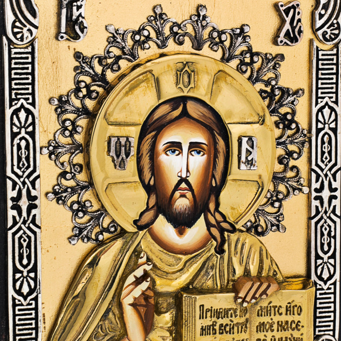 Икона настольная из бронзы "Господь Вседержитель" малая