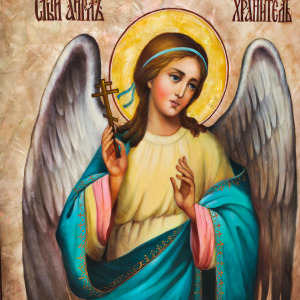 Икона "Ангел Хранитель" с перламутром