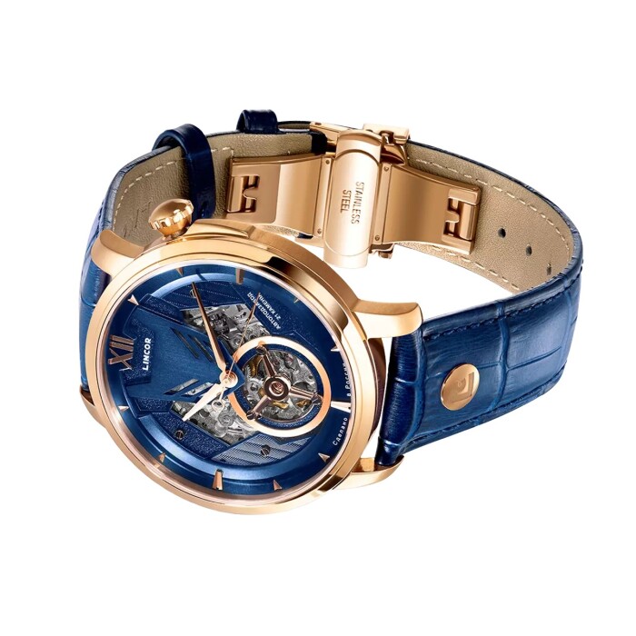 Наручные механические часы с автоподзаводом Lincor UNI 7235 синие