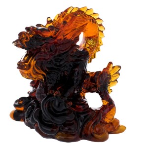 Скульптура из янтаря "Драконий рык", темный