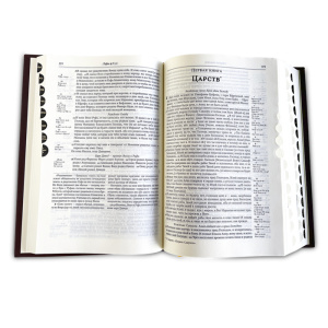 Книга в кожаном переплете "Библия" с комментариями, филигранью и гранатом