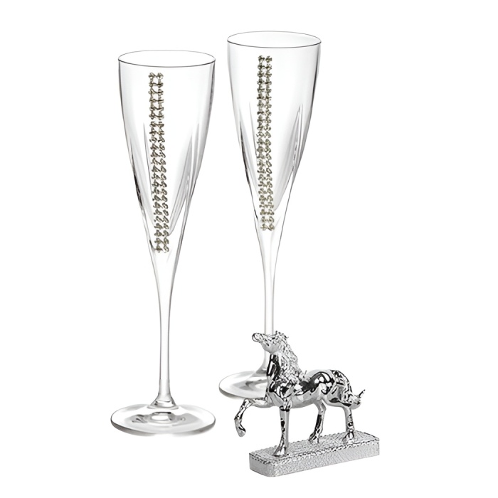 Набор для шампанского на 2 персоны и статуэтка "Лошадь"