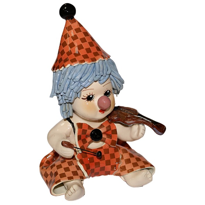 Статуэтка "Клоун - мальчик со скрипкой в красном костюме"