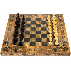 Шахматы из мирта и янтаря "Арабески-Марин"