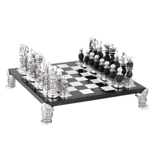 Шахматный набор из мрамора и стали с чернением "Барокко"