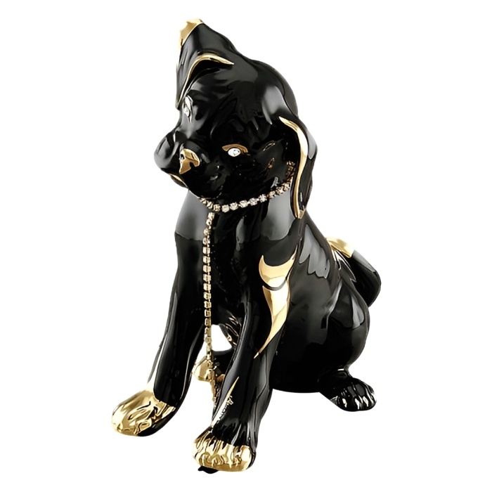 Статуэтка фарфоровая "Щенок", цвет: чёрный с золотом