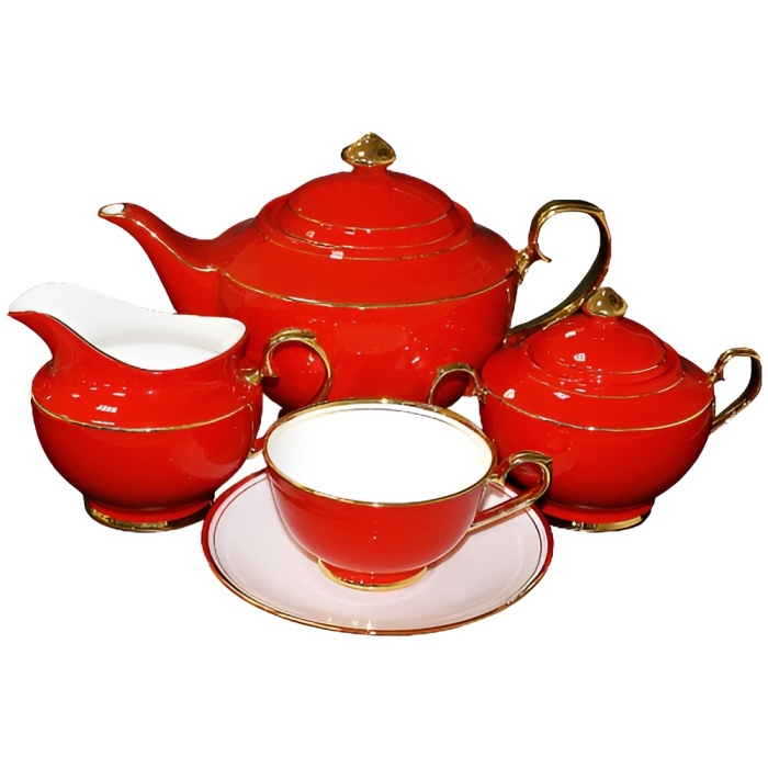 Чайный сервиз "Классика" на 6 персон, красный (15 предметов)