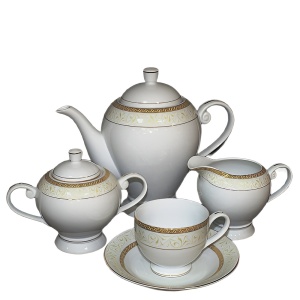 Чайный сервиз "Лилия" на 6 персон, с золотым декором (15 предметов)