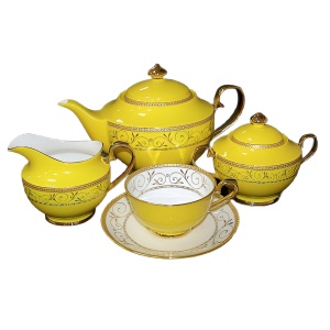 Чайный сервиз "Узоры" на 6 персон, желтый (15 предметов)