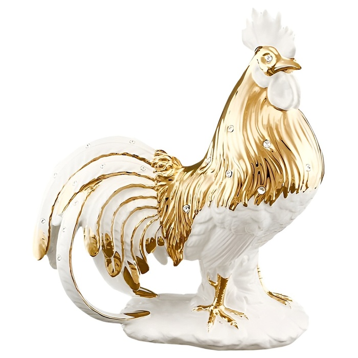 Скульптура "Петух", цвет: белый с золотым