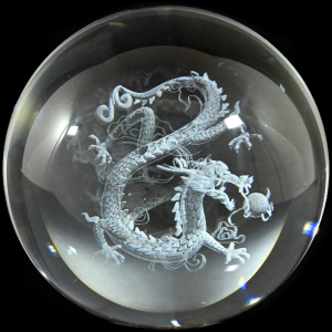 Шар стеклянный с 3D гравировкой "Дракон"