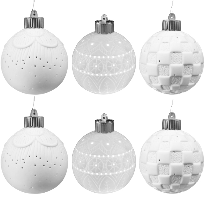 Набор фарфоровых светящихся елочных шаров "White Christmas" 6шт
