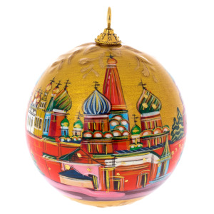 Деревянный елочный шар ручной работы "Дневной кремль"