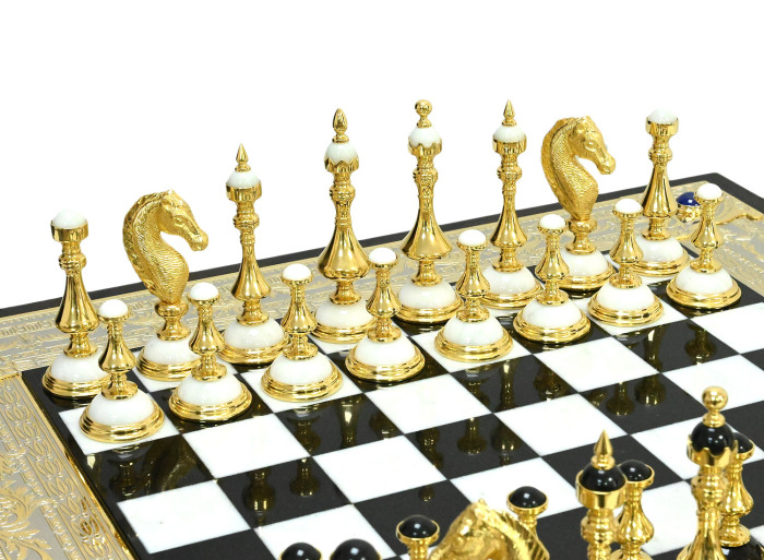Шахматный ларец из бука, мрамора и долерита "Баталия"