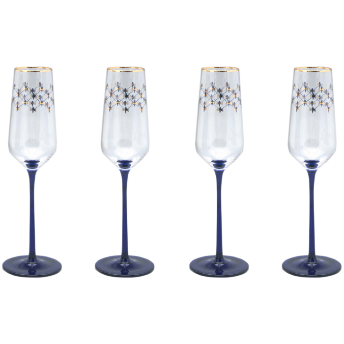 Набор бокалов для шампанского "Кобальтовая сетка" на 4 персоны