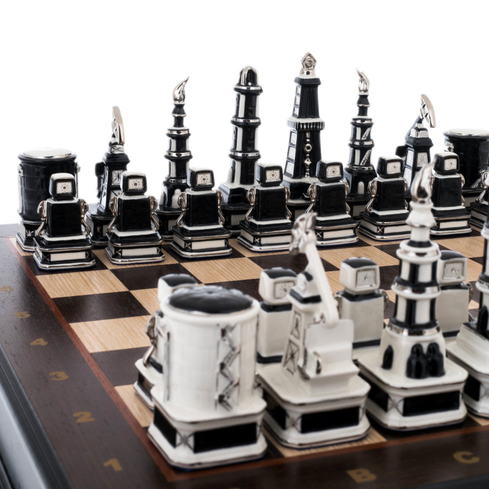 Шахматы из фарфора "Нефтяные" торжественные