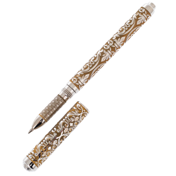 Ручка подарочная "Кабинетная" с серебрением, Златоуст