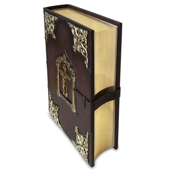 Книга в кожаном переплете "Библия в миниатюрах Палеха" большая, с литьем