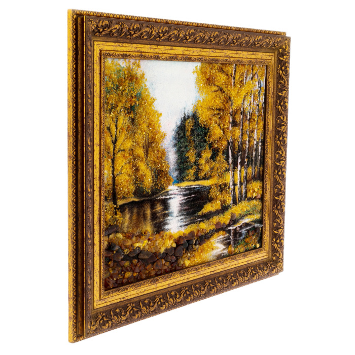Картина из янтаря "Осень в лесу"