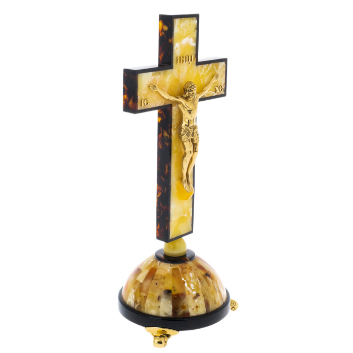 Крест из янтаря "Распятие" на подставке