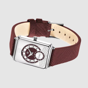 UCHZ Vintage Quartz Wrist Watch with Burgundy Strap