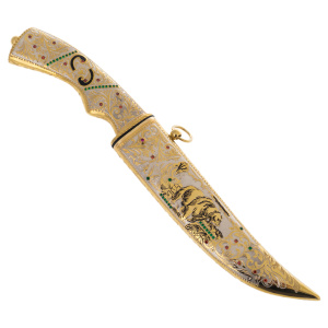 Нож сувенирный "Медведь" с фианитом, Златоуст