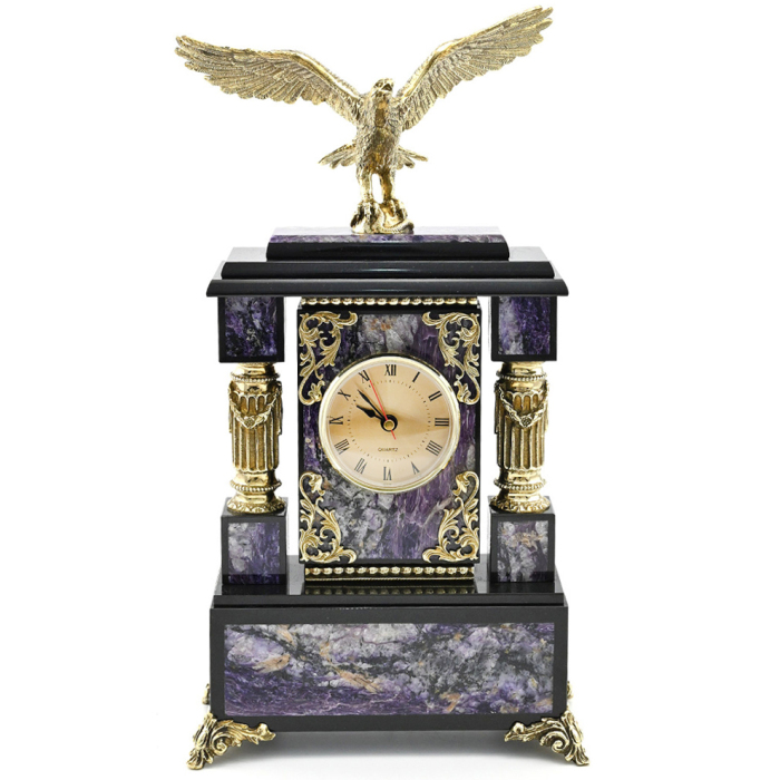 Каминные часы "Античные. Орёл" (чароит)