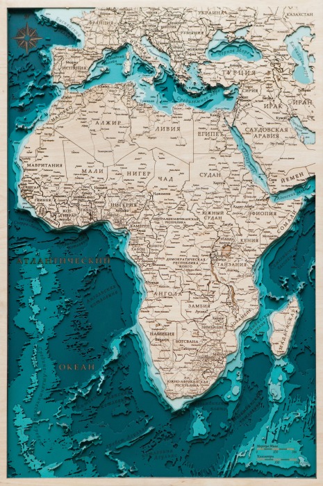 Карта деревянная многослойная "Карта Африки" на заказ