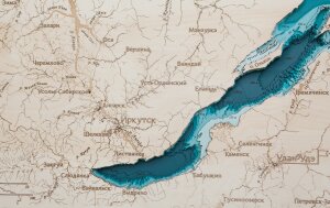 Карта деревянная многослойная "Карта озера Байкал №2" на заказ